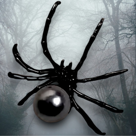 Black Spider Earrings with faux Pearl new with tags - Picture 2 of 5